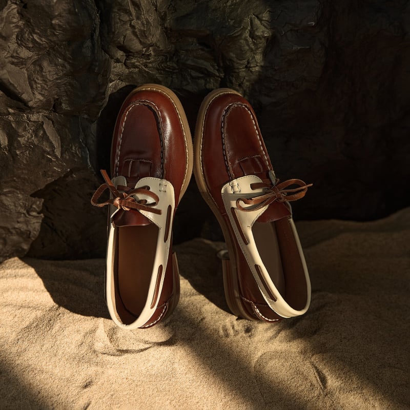 Loafers casual din piele pentru femei, toamna 2025, bloc de culori retro, șireturi, talpă joasă, purtare zilnică