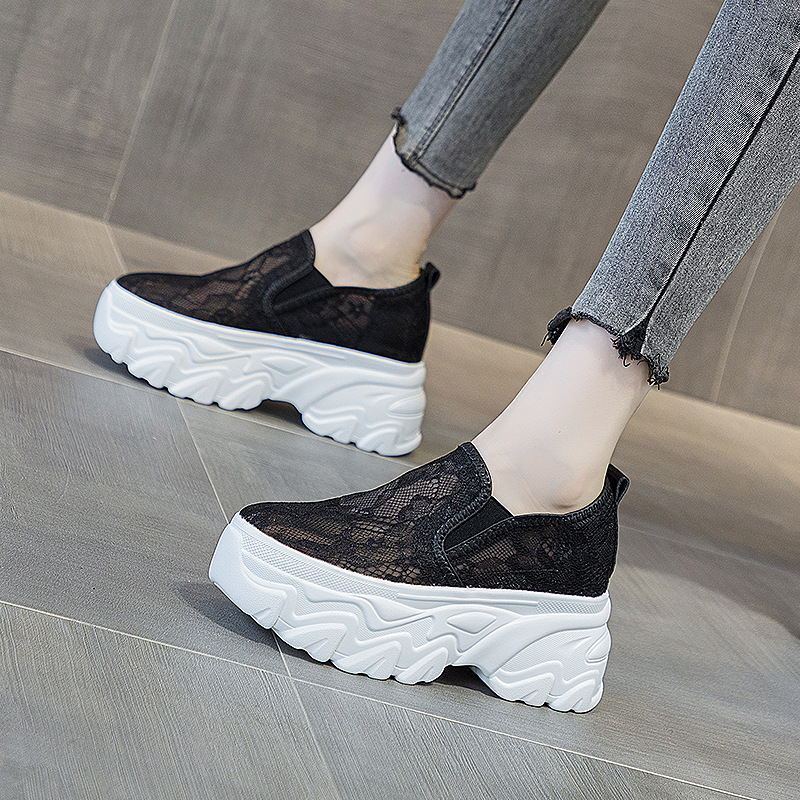 Ženski loaferi s debelim potplatom, gornji dio od čipane mreže, prozračne udobne slip-on casual cipele, ljeto 2026