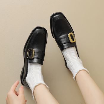 Ženske retro loaferice s četvrtastim nosom, EU veličine 33–43, novi model 2024, niski pet, jednobojne, PU gornji dio, mikrovlakna podstava, gumeni potplat