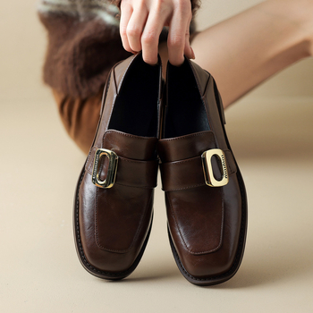 Ženske retro loaferice s četvrtastim nosom, EU veličine 33–43, novi model 2024, niski pet, jednobojne, PU gornji dio, mikrovlakna podstava, gumeni potplat