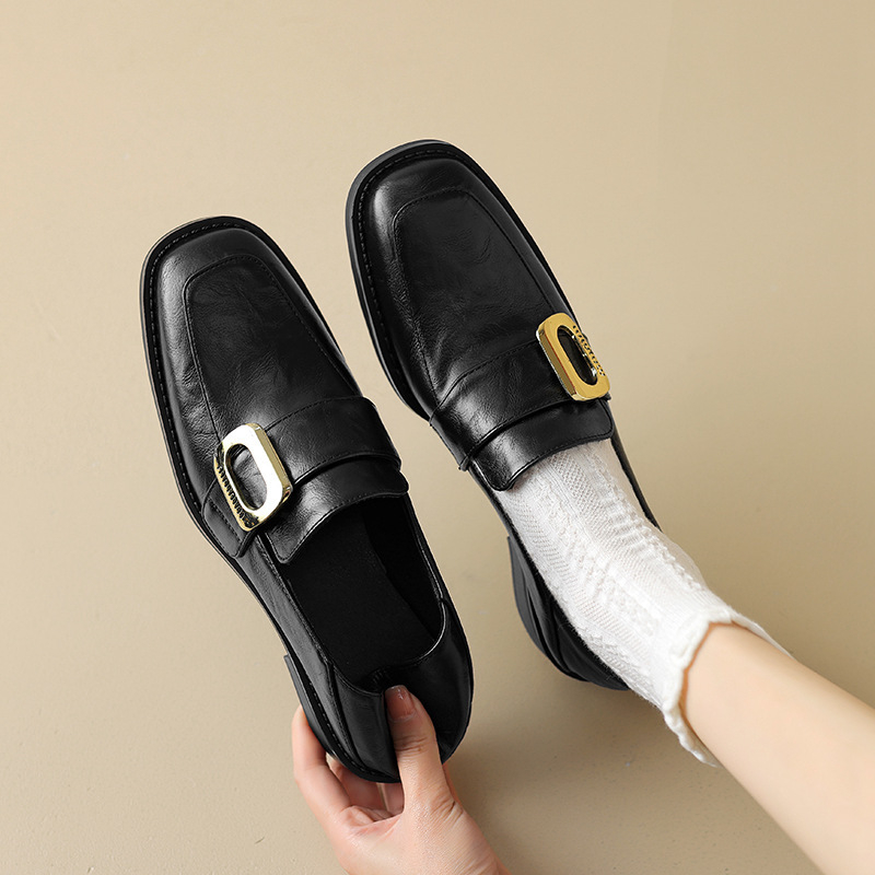 Ženske retro loaferice s četvrtastim nosom, EU veličine 33–43, novi model 2024, niski pet, jednobojne, PU gornji dio, mikrovlakna podstava, gumeni potplat