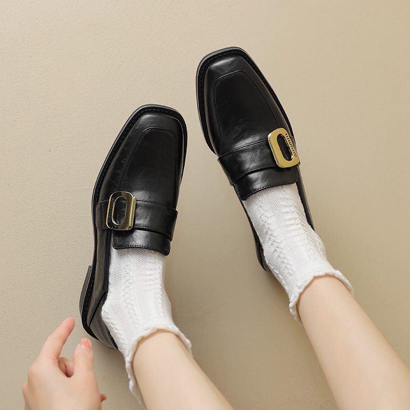 Ženske retro loaferice s četvrtastim nosom, EU veličine 33–43, novi model 2024, niski pet, jednobojne, PU gornji dio, mikrovlakna podstava, gumeni potplat