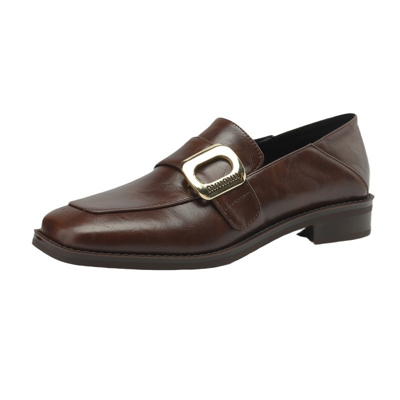 Ženske retro loaferice s četvrtastim nosom, EU veličine 33–43, novi model 2024, niski pet, jednobojne, PU gornji dio, mikrovlakna podstava, gumeni potplat