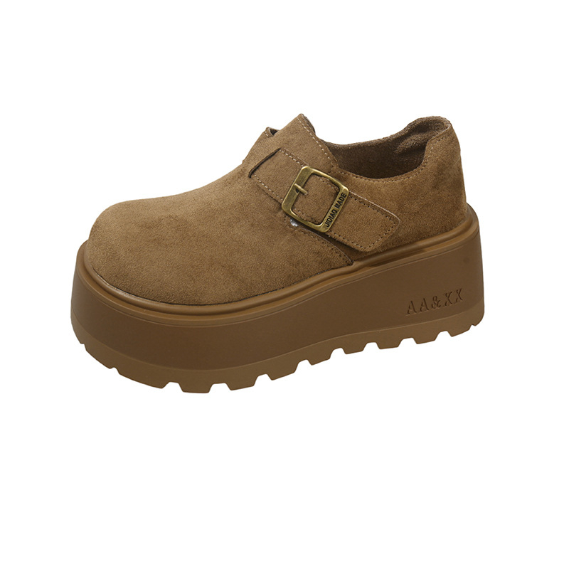 Ženske cipele od prave kože u Birkenstock stilu, s debelom potplatom koja povećava visinu, udobne casual loafers.