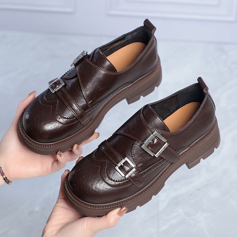 Ženske loaferice s mekom potplatom, Velcro dvostruka kopča, britanski stil, PU koža, proljetne cipele