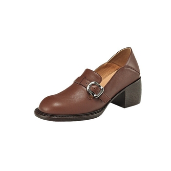 Női juhbőr Slip-On loafer vastag talppal, kerek orrú, brit stílusú, 2024