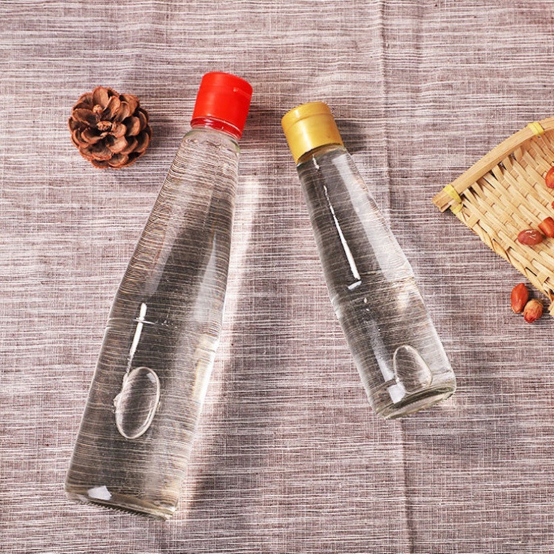 Prozirna staklena boca za sezamovo ulje, sojin umak i ocat, s nepropusnim zatvaranjem; kapaciteti 100–400 ml