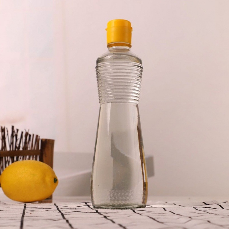 Prozirna staklena boca za sezamovo ulje, sojin umak i ocat, s nepropusnim zatvaranjem; kapaciteti 100–400 ml