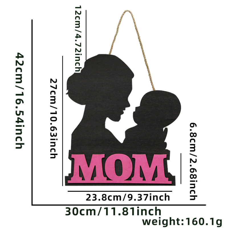 Drvena pločica Bowknot s MOM slovima za zidni ukras povodom Majčinog dana