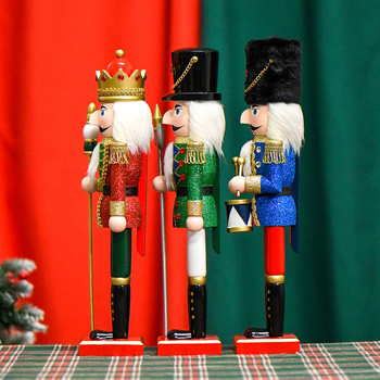 38 cm drvena Nutcracker figura, ružičasti sjaj, božićna dekoracija