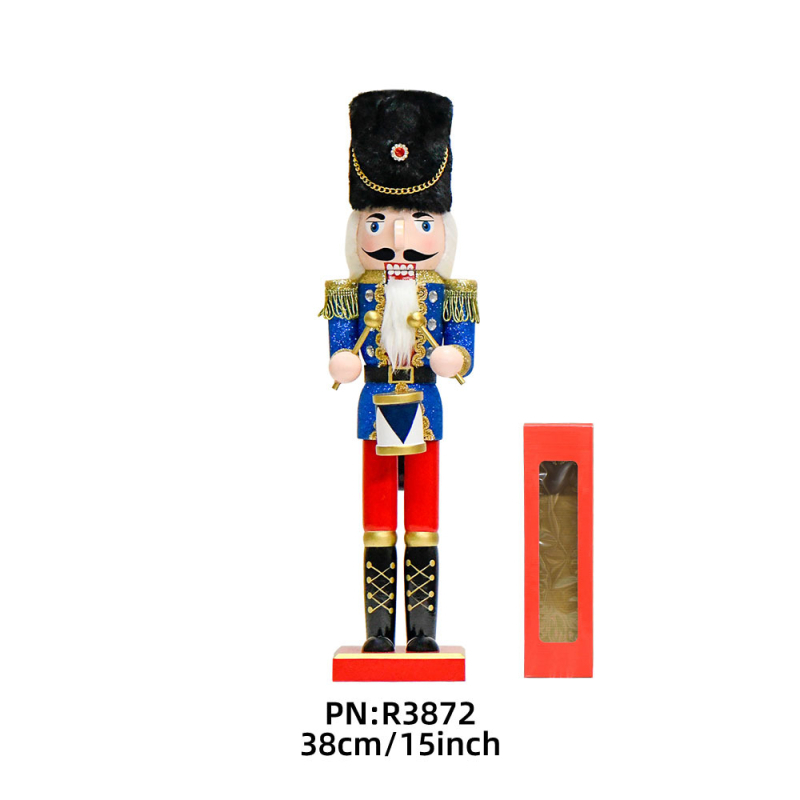 38 cm drvena Nutcracker figura, ružičasti sjaj, božićna dekoracija