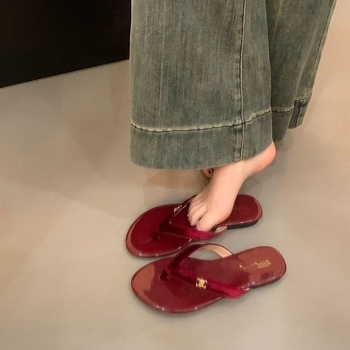 Ženske anti-slip sandale s otvorenim prstom, ljeto 2026, korejskog stila casual papuče za svakodnevnu upotrebu, PU gornji dio, gumena potplata