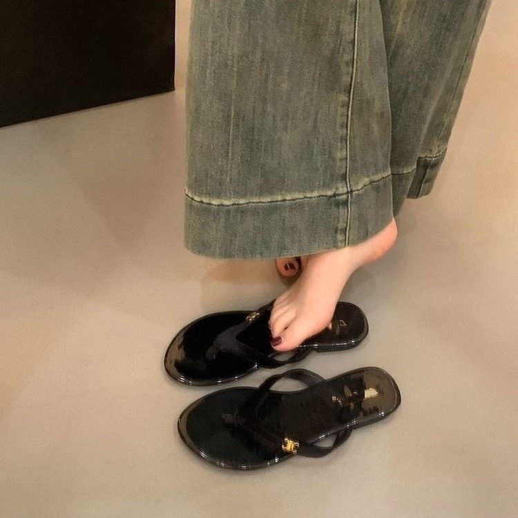 Ženske anti-slip sandale s otvorenim prstom, ljeto 2026, korejskog stila casual papuče za svakodnevnu upotrebu, PU gornji dio, gumena potplata