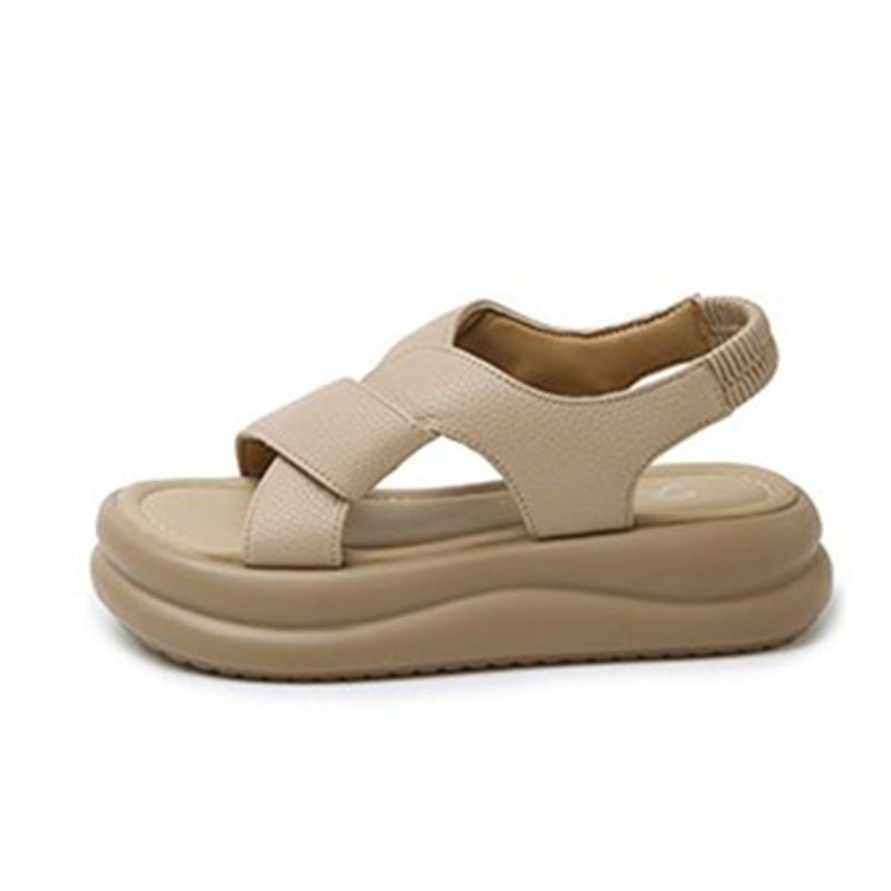 Ženske slip-on rimske sandale, ljeto 2025, lagane i udobne, zaobljeni vrh, gumena potplata, gornji dio i podstava od super vlakana, korejski stil, veličina 40