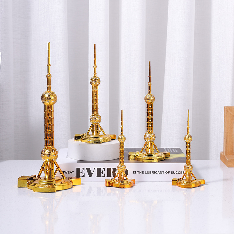 Metalni arhitekturni ukras Oriental Pearl za dom, dnevni boravak, vinsku škrinju i ured – suvenir s putovanja