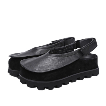 Sandale din piele pentru femei cu toc ascuns, piele naturală, talpă moale, vârf rotund închis, curea Velcro