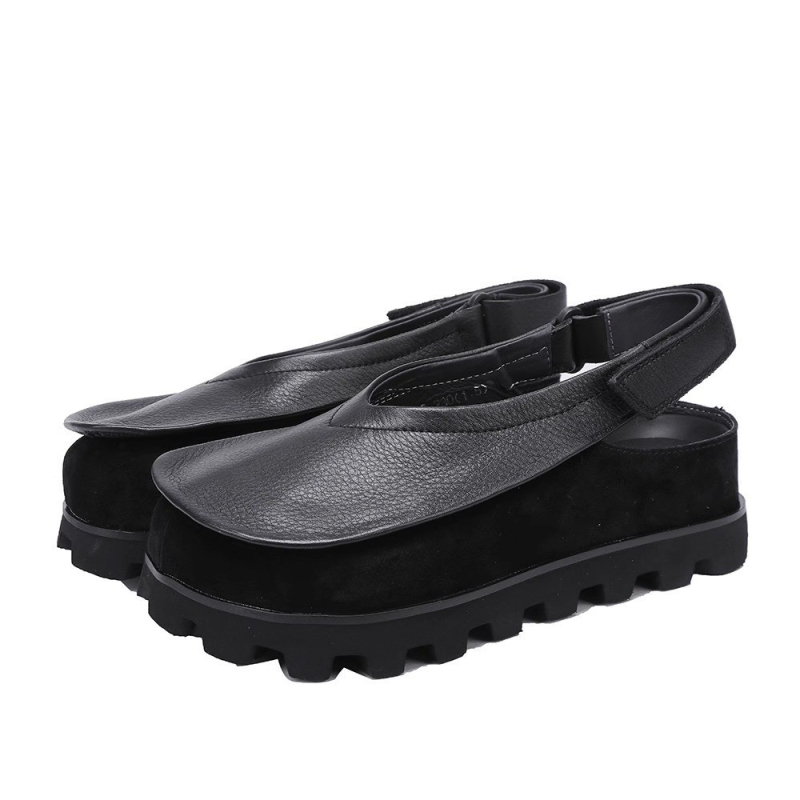 Sandale din piele pentru femei cu toc ascuns, piele naturală, talpă moale, vârf rotund închis, curea Velcro