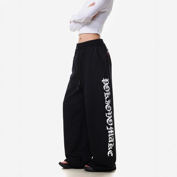 Ženske široke hlače u vintage američkom stilu s natpisom, zakrivljeni kroj, opušten pad, gradski streetwear za džez ples