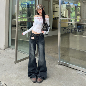 Ženske hlače s visokim strukom bootcut, slobodan kroj, blago proširene, denim, jesen-zima 2025