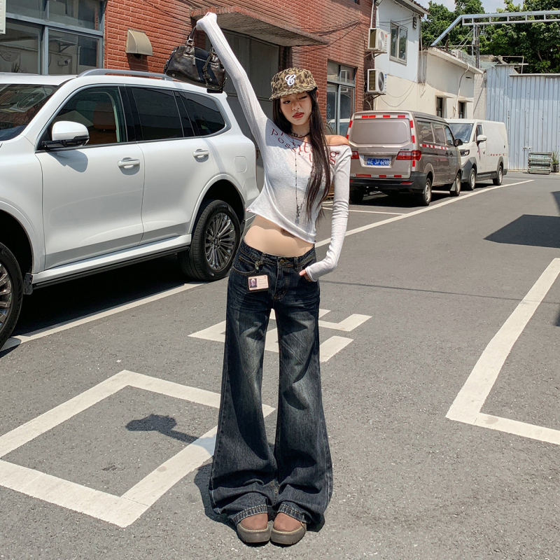 Ženske hlače s visokim strukom bootcut, slobodan kroj, blago proširene, denim, jesen-zima 2025