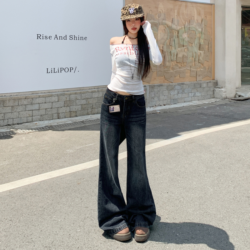Ženske hlače s visokim strukom bootcut, slobodan kroj, blago proširene, denim, jesen-zima 2025