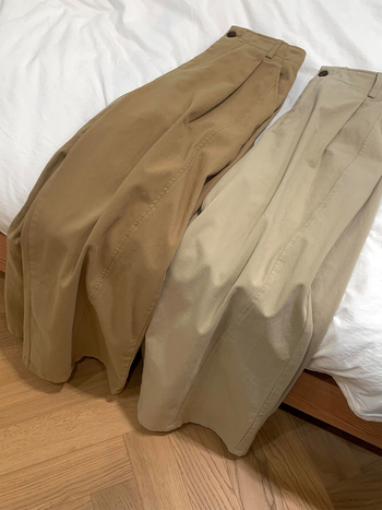 Ženske široke hlače u korejskom stilu, khaki boja, visok pas, opuštene, drapirane, casual