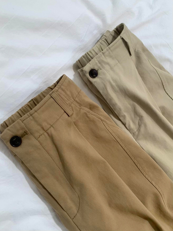 Ženske široke hlače u korejskom stilu, khaki boja, visok pas, opuštene, drapirane, casual