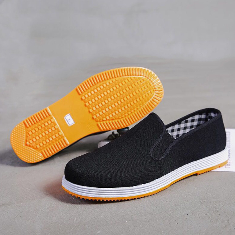 Muške crne platnene slip-on cipele, s okruglim vrhom, svakodnevne za proljeće-ljeto-jesen