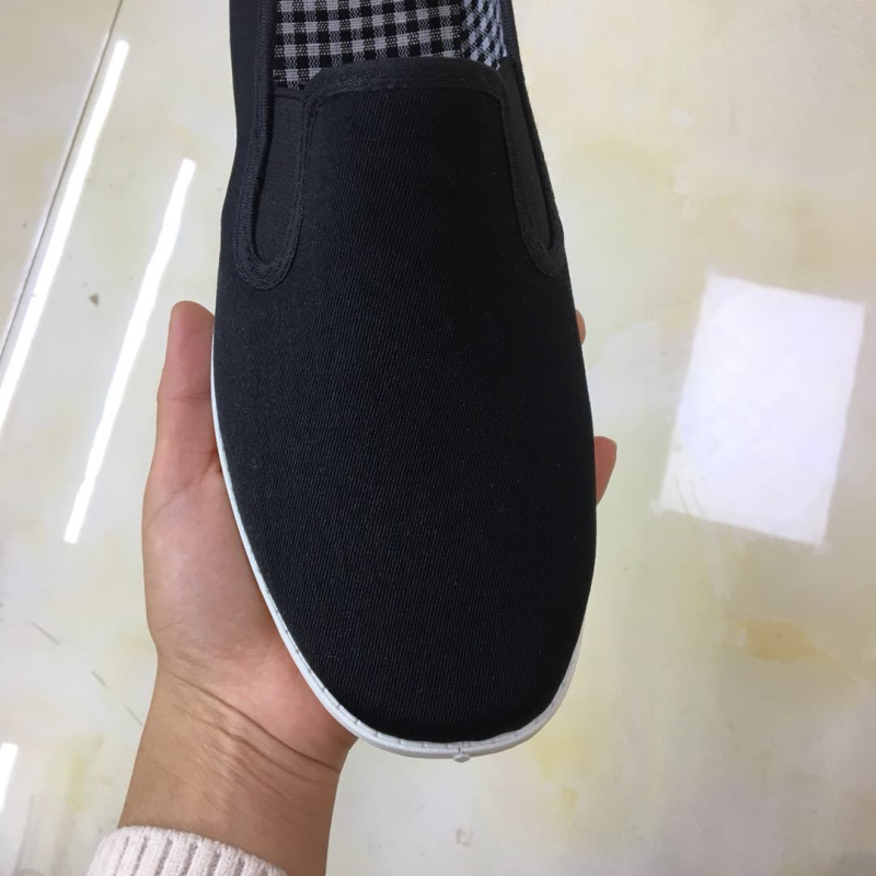 Muške crne platnene slip-on cipele, s okruglim vrhom, svakodnevne za proljeće-ljeto-jesen