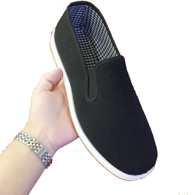Muške crne platnene slip-on cipele, s okruglim vrhom, svakodnevne za proljeće-ljeto-jesen
