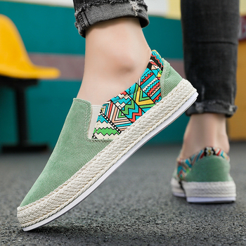 Muške platnene slip-on tenisice, proljeće 2025, prozračne casual obuće bez vezica s višeslojnim potplatom, ručna izrada, u stilu Starog Pekinga