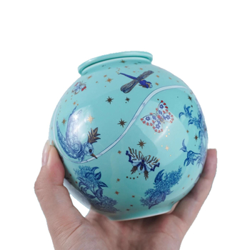 Cutie ceramică pentru ceai, personalizată, colorată, lucrată manual, model cu flori și păsări, decor de birou, recipient de depozitare, cadou corporativ