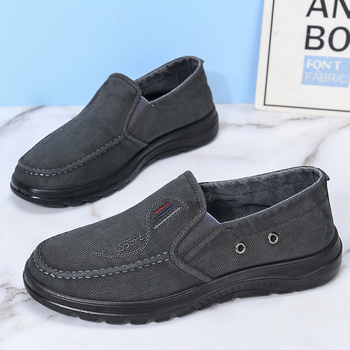 Férfi vászon slip-on cipő, alacsony felsőrésszel, mindennapi casual tavasz–őszre, vezetéshez