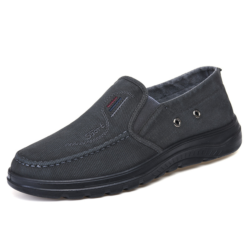 Férfi vászon slip-on cipő, alacsony felsőrésszel, mindennapi casual tavasz–őszre, vezetéshez
