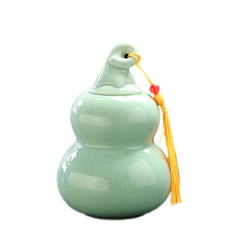 Recipient ceramic în formă de calabash pentru ceai, recipient sigilat pentru depozitare, borcan pentru pulbere de tămâie, amulet prosperitate, ornament decorativ pentru ceremonia ceaiului