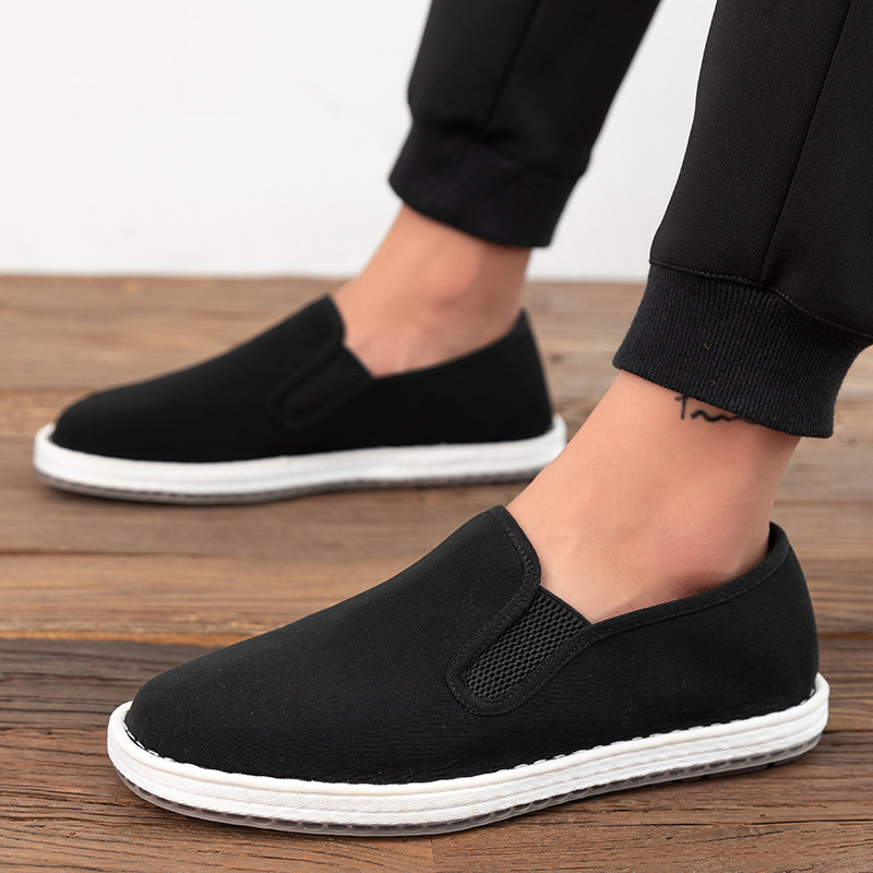 Tavaszi férfi vászoncipő slip-on, lélegző talppal, kopásálló, Old Beijing stílus