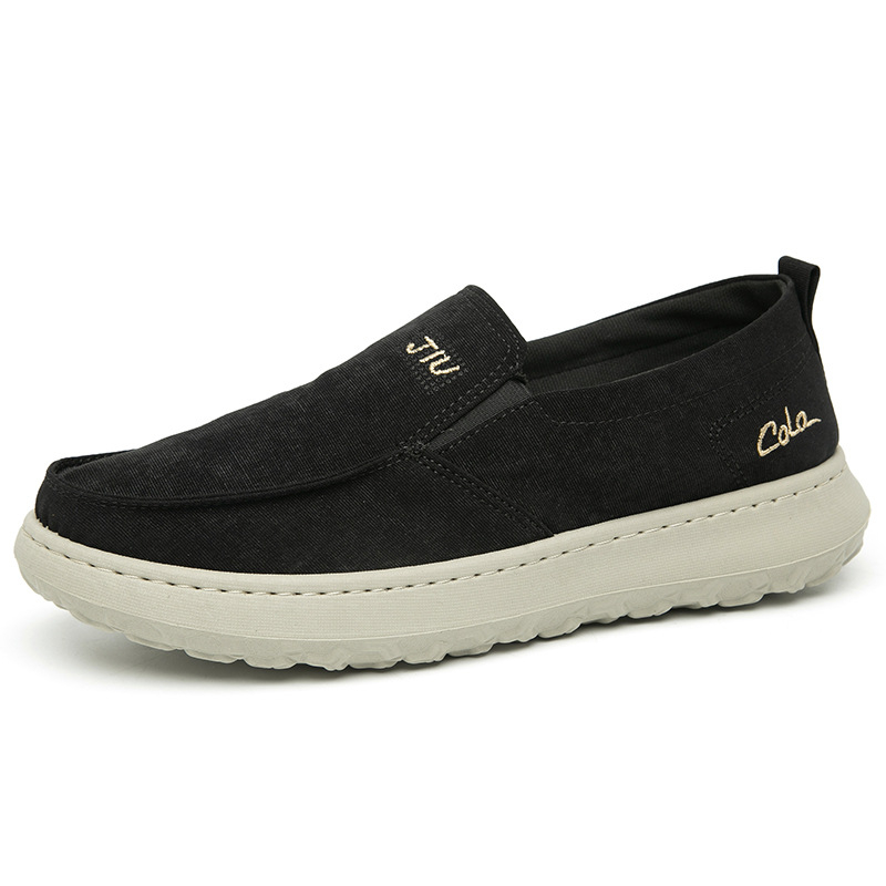 Férfi vászon slip-on cipő, légáteresztő, hétköznapi viselet, vastag csúszásmentes talppal