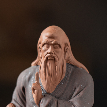 Laozi kip u zen stilu, ukras od purpurne glinene mase, za čajnu sobu i radni prostor, poklon