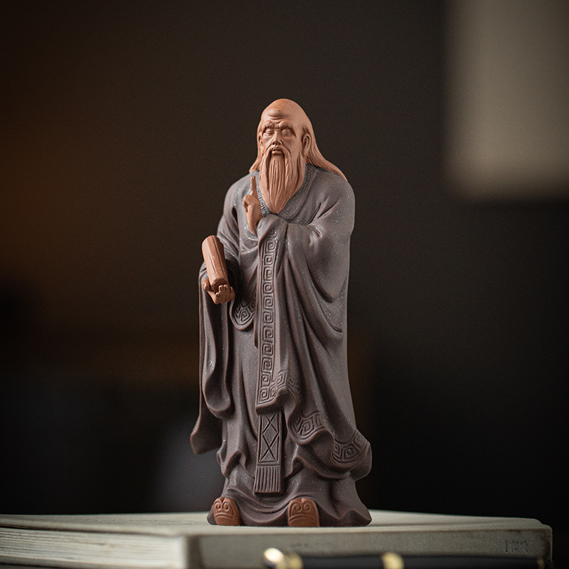 Laozi kip u zen stilu, ukras od purpurne glinene mase, za čajnu sobu i radni prostor, poklon