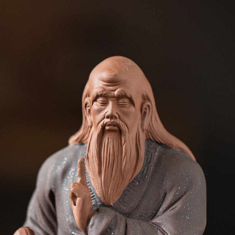 Laozi kip u zen stilu, ukras od purpurne glinene mase, za čajnu sobu i radni prostor, poklon