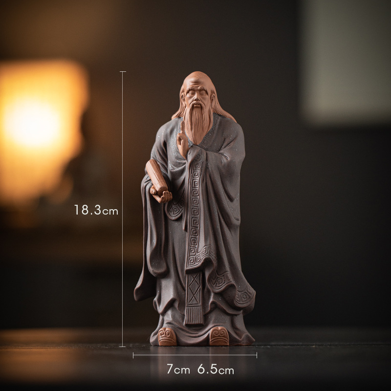 Laozi kip u zen stilu, ukras od purpurne glinene mase, za čajnu sobu i radni prostor, poklon