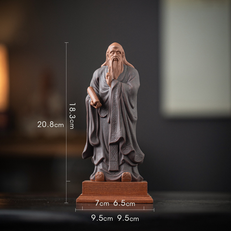 Laozi kip u zen stilu, ukras od purpurne glinene mase, za čajnu sobu i radni prostor, poklon