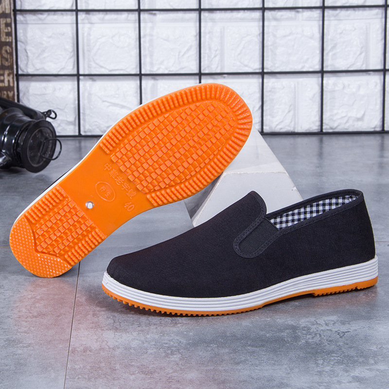 Uniszex slip-on autóvezető cipő, szellős és szagtalan, kézzel készített, fekete, nagy méret, Pekingi vászoncipők stílusban