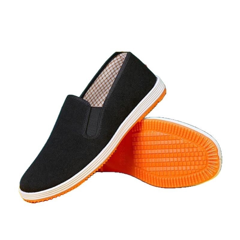 Uniszex slip-on autóvezető cipő, szellős és szagtalan, kézzel készített, fekete, nagy méret, Pekingi vászoncipők stílusban