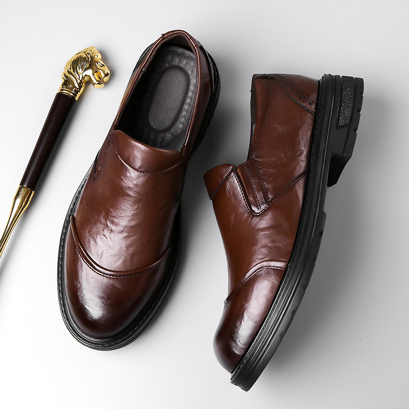 Muške kožne Slip-On cipele za poslovni stil, s mekanom potplatom, udobne, minimalistički dizajn