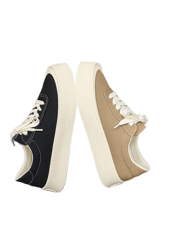 Férfi cipők 2025 — őszies, lélegző vászon sneaker, sokoldalú, vastag talpú