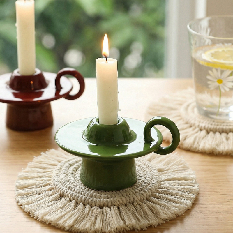Keramički držač svijeća s aromaterapijom — moderni minimalistički stil, elegantna dekoracija večere uz svijeće