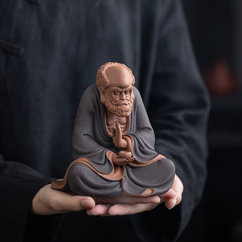 Figura Damo u kineskom stilu, keramička dekoracija s zen dojmom za dom, dnevni boravak i sobu za čaj.