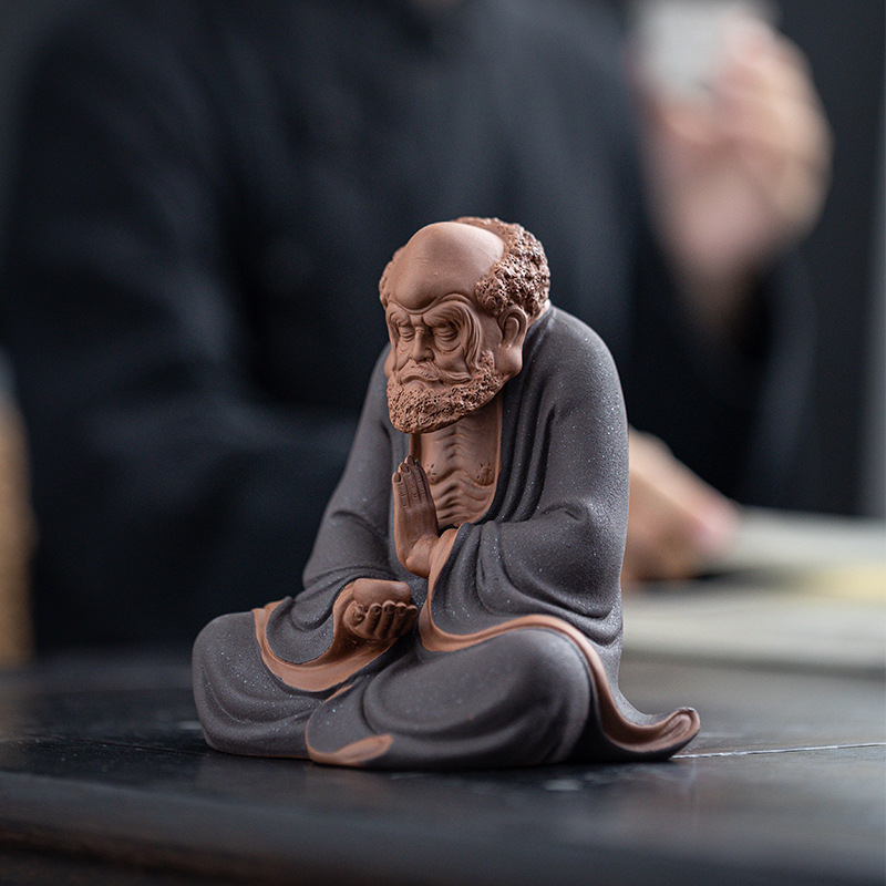 Figura Damo u kineskom stilu, keramička dekoracija s zen dojmom za dom, dnevni boravak i sobu za čaj.