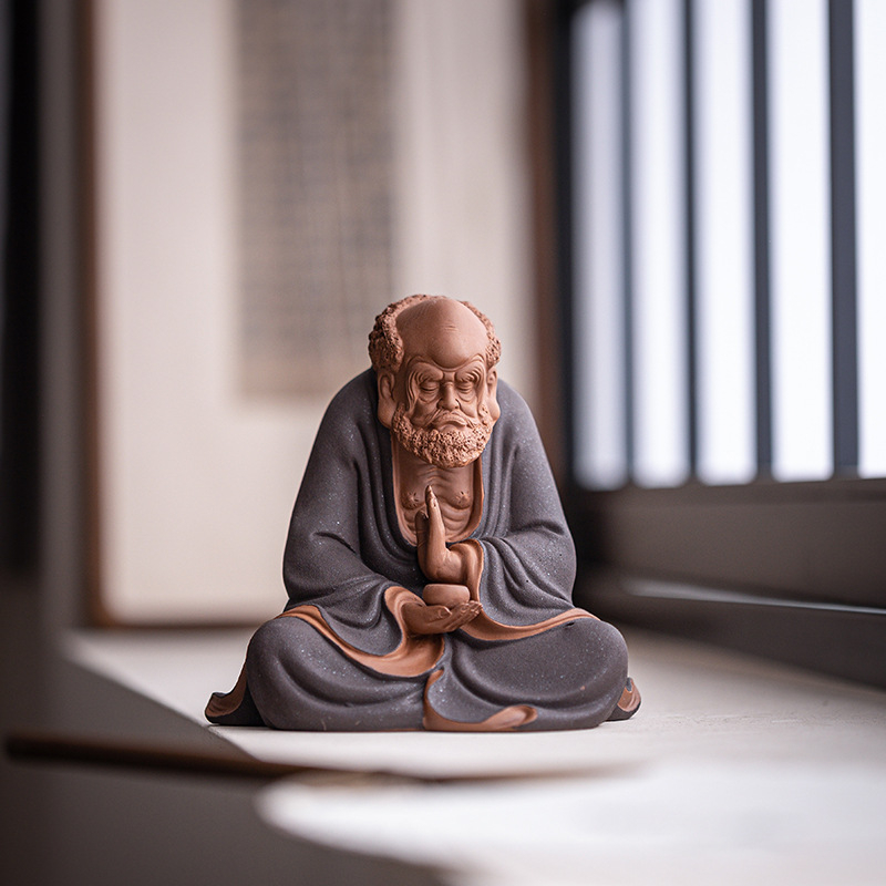 Figura Damo u kineskom stilu, keramička dekoracija s zen dojmom za dom, dnevni boravak i sobu za čaj.